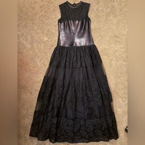 Valentino Black Lace and Leather Dress